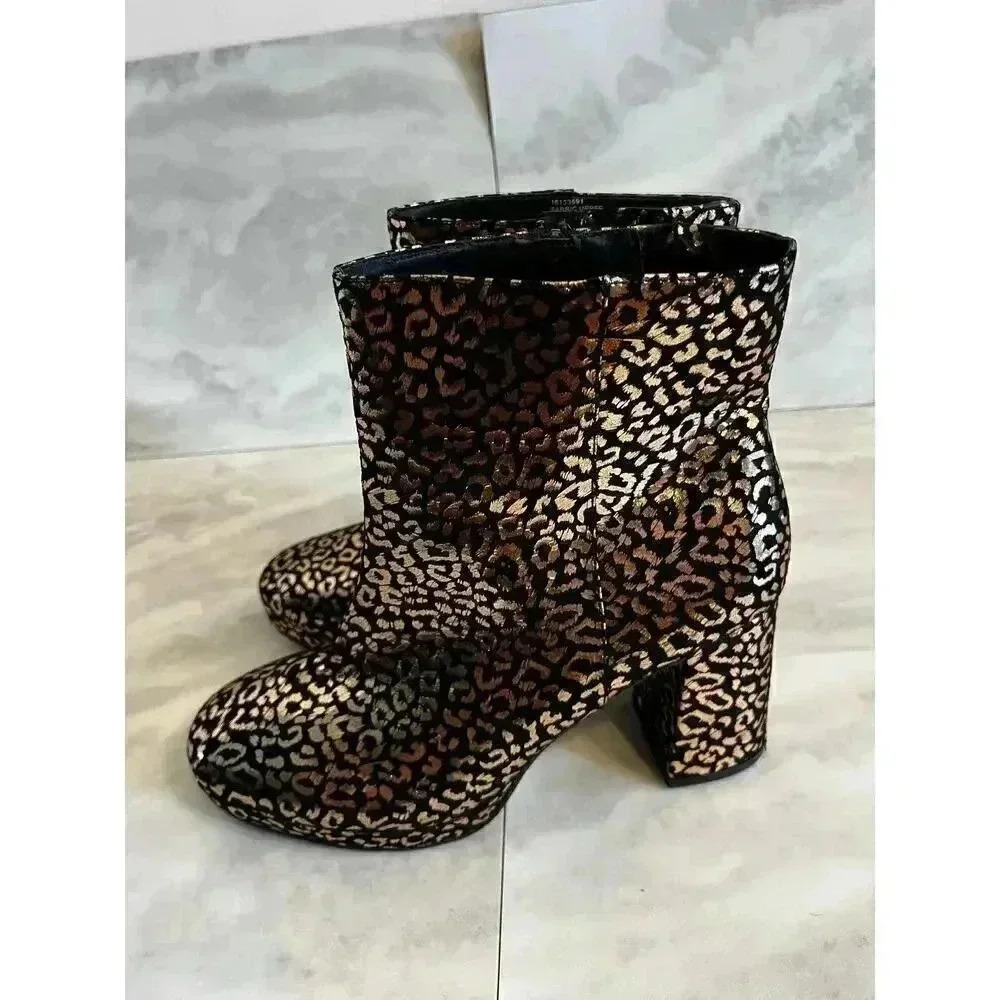 Torrid Platform Block Heel Booties Gold Leopard 9.5WW